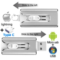 USB Flash Drive 128G USB3.0 Pendrive for iPhone Xs Max X iPad 8/16/32/64/128 256GB Memory Stick USB Key MFi Pen drive【Sliver】