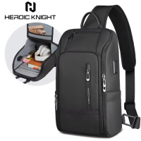 [Heroic Knight] Beg Kasual Perniagaan dengan Sarung Tablet 9.7-inci Reka Bentuk Kalis Air Hitam Beg 