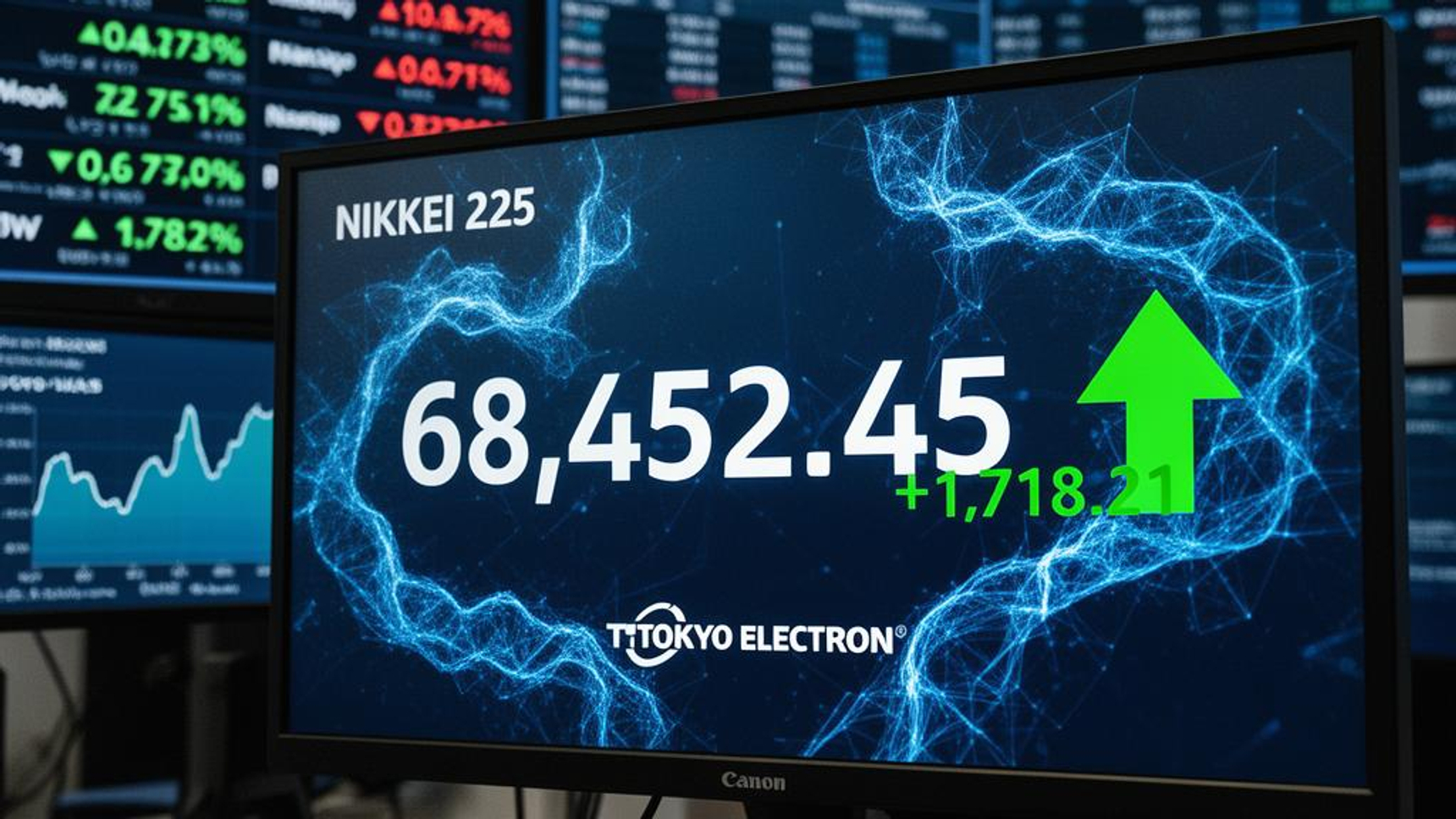 日経平均1700円超の急騰、初の6万8000円台 東エレク1銘柄で671円