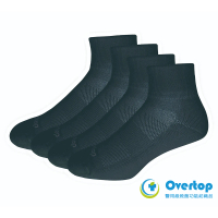 【Overtop】4+1件組 中筒 抗菌除臭 毛巾厚底 運動氣墊短襪 . 黑(4件組+隨機試穿襪一雙)