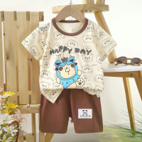 Bộ Đồ ngắn Tay Cho Trẻ Em, 100% Cotton, Thích Hợp Cho Bé Trai Và Bé Gái, Áo Phông Và Quần Đùi, Tay L
