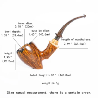 MUXIANG Heather wood tobacco pipe handmade vulcanized rubber pipe mouth boxwood ring curved handle smoke pipe 3mm filter element