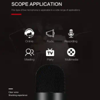 PC Microphone Button Control USB Microphone RGB Colorful Light Practical USB Studio Recording Condenser Microphone