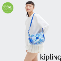 Kipling 藍粉海洋波紋印花輕巧多袋實用側背包-GABB S