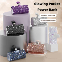 Mini Power Bank Portable Powerbank Charger 5800mAh With Diamond Elements External Battery Emergency Power For iPhone Samsung