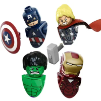 4Pcs/Set The Super Heroes Hulk Captain America Thor Model Action Figure Blocks Construction Building Bricks Toys For Children