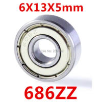 Free Shipping 686 686ZZ 6X13X5 686Z Miniatura Deep Groove Ball Bearing 686