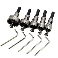 5Pcs Carbide Tip HSS Drill Bit Hole Saw Set Stainless Steel Metal Alloy 16/18.5/20/25/30mm Woodworking Tools