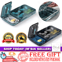 [Blink] Portable Medicine Pill Compartment Box Case Medicine Splitter with Cutter Blade Kotak ubat -