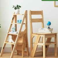 家用梯子椅子折疊兩用梯凳室內登高踏板樓梯多功能實木梯椅
