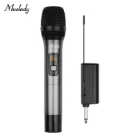 Muslady UHF Wireless Microphone System with Dual Handheld Cardioid Microphone Set
