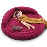 Fahion Round Double Folding Inflatable Sofa Bed Single Lazy Sofa Cushion Bed Increase Creative Home bearing 270kg