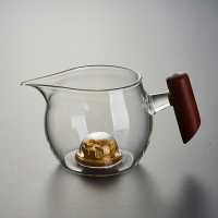 玻璃側把藏金公道杯木柄耐高溫公杯家用分茶倒茶器茶海功夫茶具