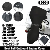 Waterproof Black 600D 6-225HP Yacht Half Outboard Motor Engine Boat Cover Anti UV Dustproof Cover Marine Engine Protection