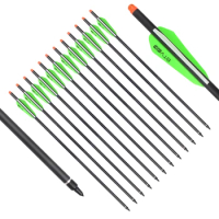 12Pcs 22 inch Archery BTV Crossbow Bolts Carbon Arrows Half Moom Nocks Removable Points for Archery Hunting Shooting Practice