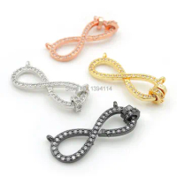 25*10*2mm Micro Pave Clear CZ Infinity Symbol Charm With Rings Of Double Circles Fit For Women As Necklaces Accessory