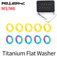 RISK 2pcs Ti Screw Washers 5mm 6mm Universal Bicycle Bolts Washers Titanium 0.14g Lightweight Flat Washer M5 M6 Bolt Accessories