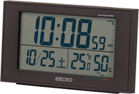 【日本代購】Seiko Clock 精工時鐘座鐘02:黑色主體尺寸:8.5×14.8×5.3厘米電波數碼日曆舒適度溫度濕度顯示BC402K