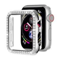 for apple watch case 41mm 40mm 38mm 45mm 44mm 42mm Bling Crystal Diamond cover Tempered Glass Screen Protector iWatch 7 6 3 SE