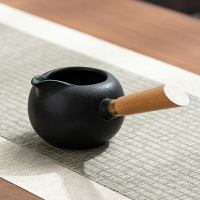 恬靜生活 黑陶側把公道杯勻杯陶瓷功夫茶道零配件家用茶海分茶器