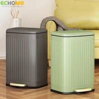 ECHOME Kitchen Trash Bin Stainless Steel Pedal Recycling Trash Can Bathroom Commercial with Lid Narrow Type Waterproof Waste Bin