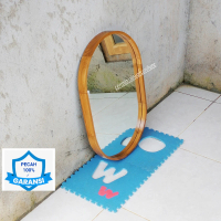 cermin oval 40 x 60 cm jati / cermin dinding minimalis wastafel