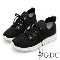 GDC-輕奢運動風綁帶舒適透氣款休閒鞋-黑色