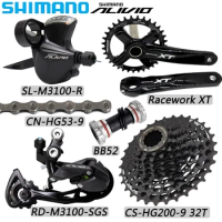 SHIMANO ALIVIO M3100 9 Speed Derailleur MTB Bike HG53 Chain HG200-9 32T/34T/36T Cassette Racework XT 170/175MM Crank Bike Parts