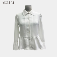JESSICA - 氣質收腰荷葉邊雪紡長袖襯衫235301