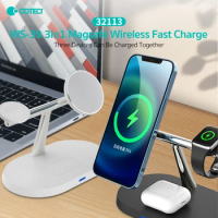 COTECI New Wireless Charger Stand LED Flodable Fast Charging Dock Station for iPhone 14 13 12 11 X Sansumg Apple Watch Airpods