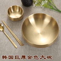 韓國金色拌飯碗304雙層不銹鋼雜醬拌面碗餐廳創意甜品碗韓式餐具