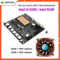 6-Bay i3-N305 N100 NAS MOBO Motherboard 12th Gen Intel 4x i226-V 2.5G 2*NVMe 6*SATA3.0 DDR5 Mini ITX Router Mainboard PCIex1
