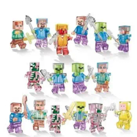 Cartoon Game Minecrafted Building Block Steve Creeper Pixel Characters Figures Assemble Building Toys Creeper Bricks Kids Toys