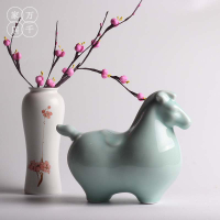 景德鎮陶瓷唐三彩馬擺件新中式創意現代客廳玄關博古架家居裝飾品1入