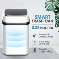 1pc Kitchen Trash Bin 13L Bathroom Touch Trash Can In The Toilet Smart Garbage Bucket Waste Bins Dustbin Smart Trash Can Kitchen