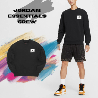 【NIKE 耐吉】大學T Jordan Essential 衛衣 黑 白 男女款 薄刷毛 重磅 長袖上衣(FB3910-010)