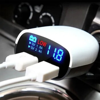 2.4A+1.0A Dual USB Output Car Charger Socket Phone Power Adapter Digital Voltmeter Current Tester LCD Display Universal