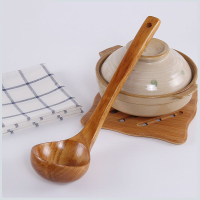 日式木質勺子長柄帶鉤大湯勺盛粥勺稀飯勺大號木頭勺子火鍋勺家用