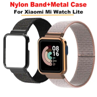 Nylon Band Metal Case Protector For Xiaomi Mi Watch Lite Bracelet For Mi Watch Lite Strap Nylon Loop Wristband Belt Protective