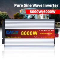 Pure Sine Wave Inverter 6000W 8000w DC 12V/24V/48V/60v To AC 110V 220V Power Inverter Converte With LED Display Universal plug