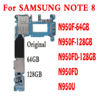 Free ship Original For Samsung Galaxy Note 8 N950F N950FD N950U Motherboard Unlocked MainBoard 64GB 128GB logic board OS Android