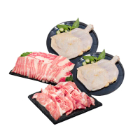 【料里長】MOMO獨家原塊肉牛雞豬烤肉4入組(牛五花+嫩肩里肌豬+去骨雞腿排/中秋烤肉)