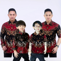 KEMEJA BATIK PRIA KERIS MERAH TERBARU batik ayah dan anak cowok BATIK MERAH Hem Katun BATIK LAKI LAK