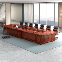 辦公會議桌長桌條形實木皮大型會議室接待室油漆開會客洽談桌椅