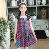 【ANNY’S 安妮公主】紅藍格紋百褶荷葉領春夏款公主袖洋裝(3146藍色)