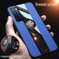 luxury Cloth Case For Huawei Nova 2S 2i 3 3i 3E 4 Nova 5 5i 6 7 8 9 10 Nova 10 Pro Magnetic Ring Holder Shockproof Phone Cover