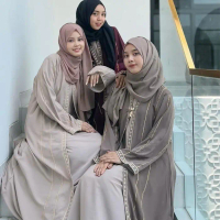 Nancy Abaya Mesir Versi Lokal Bordiran Tebal Halus Muslim Wanita Gamis Syari Hitam Maxi Lebaran Umro