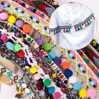 Colorful Dreams 1yard Kostum Pakaian Kerja Kraf DIY Pompom Menjahit Bersulam Reben Bohemia Tassel La