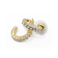 【SWAROVSKI】施華洛世奇Mini Hoop璀璨水晶穿孔半圓型金色耳環
