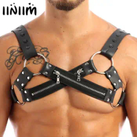 iiniim Faux Leather Harness Mens Bondage Shoulder Body Chest Harness Belt Muscle Men Fetish Gay bdsm Bondage Straps Hombre Gay